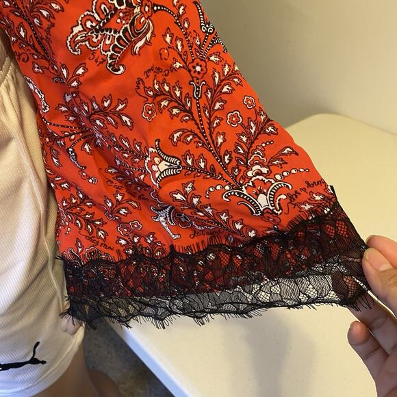 Cinq A Sept Blouse Women S 100% Silk Crop Tie Top Floral Multicolor Fairy Grunge - Picture 8 of 12